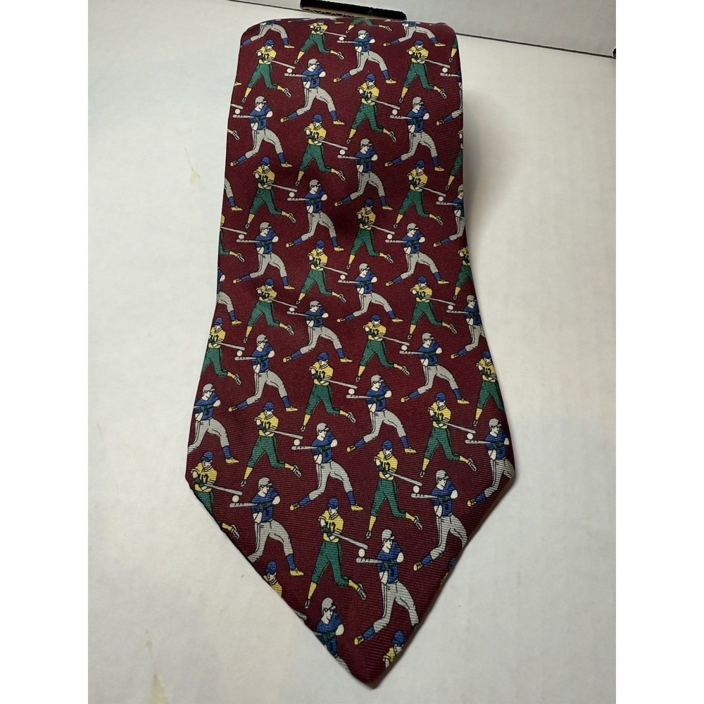VTG Rooster‎ for Nordstrom Silk Tie Made USA Baseball Player Novelty EUC